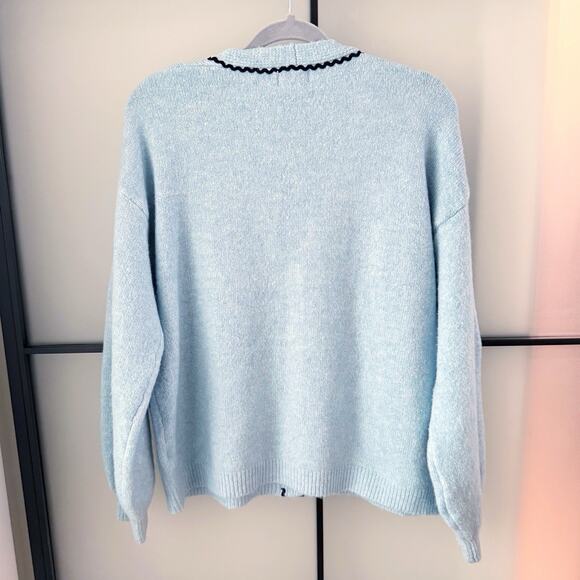 Pink Lily Cardigan Sweater Size M/L pastel Blue Prep Ivy League CURRENT STYLE - Picture 6 of 10